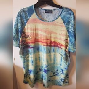 Lane Bryant Venezia Teopical Scene Colorful Graphic T-Shirt